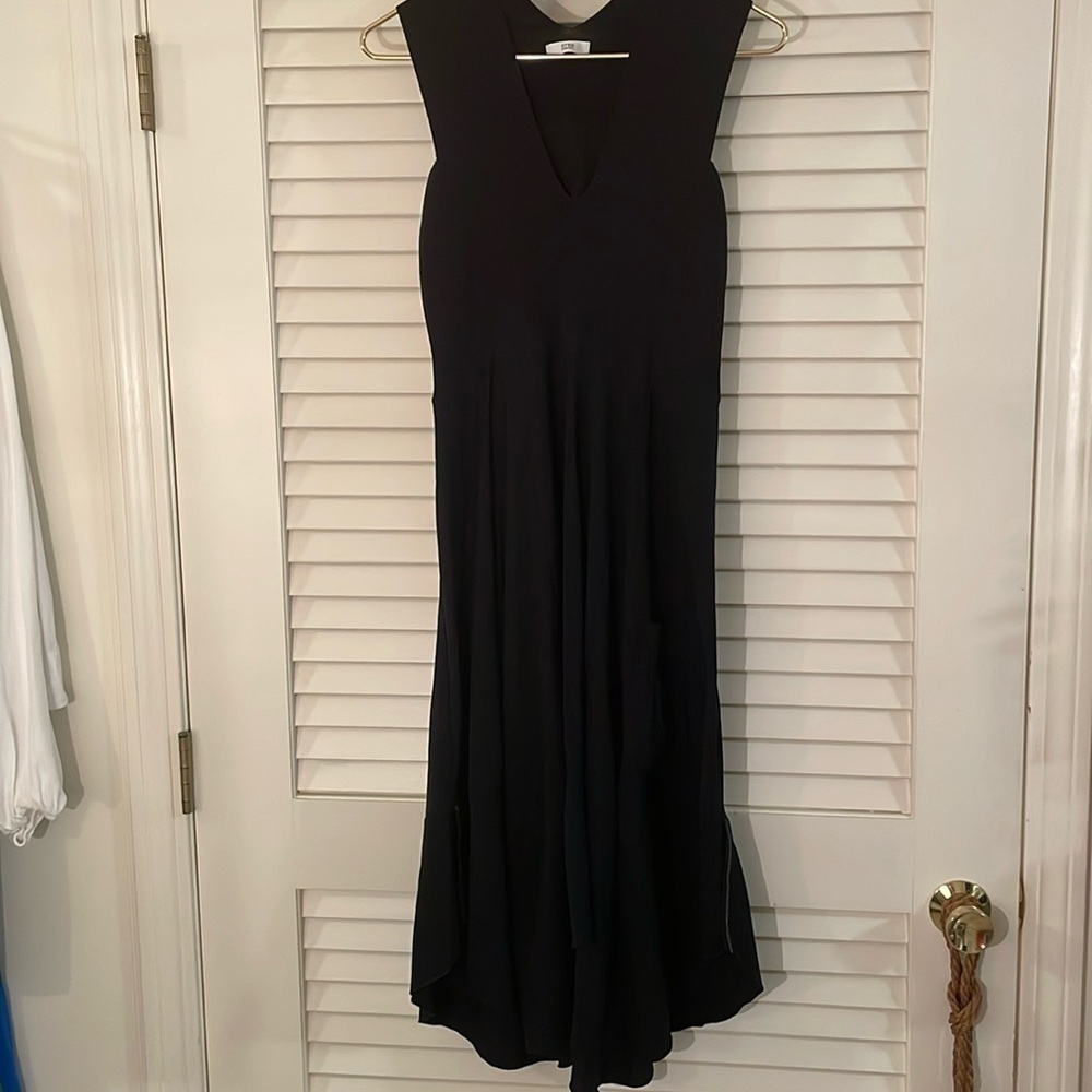 CREA Concept Black Asymmetrical Knit Elastane Blend Flattering Dress